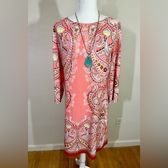 London Times dress sz 10 beautiful print that reminds me of a silky scarf - Picture 10 of 13